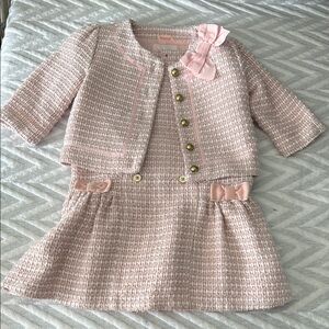Janie and Jack Pink Tweed Dress Set